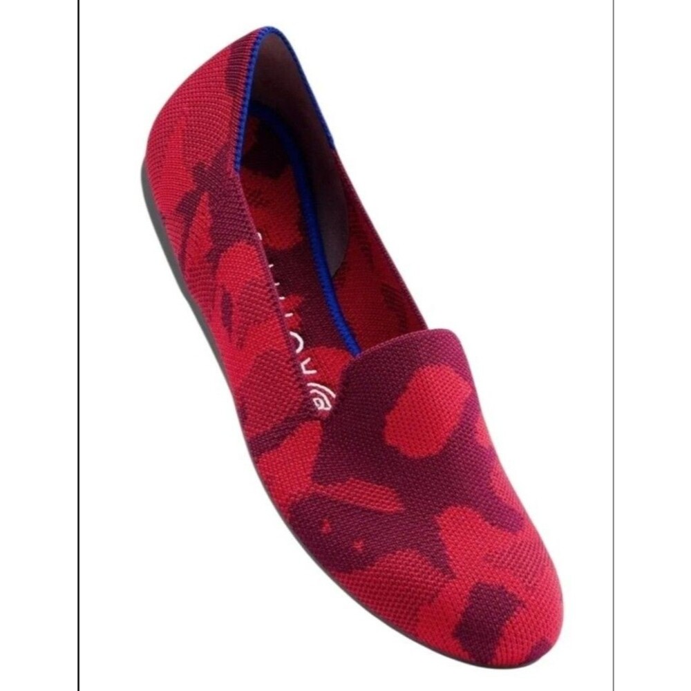 NEW Rothy's The Loafer Flats Camo Red Slip On Shoes Comfort Size 7.5